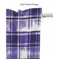 thumbnail image 5 of Purple Checkered Linen Curtain Valance for Bedroom/Bathroom/Kitchen/Office/Living/Dining Room Window,Vintage Watercolor Purple Plaid Rod Pocket Topper Decorative Cafe Drapes Panel 60"x18", 5 of 6