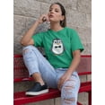 thumbnail image 2 of Cute Elegant Hipster Penguin Medium Front Graphic Women Kelly Green T-Shirt, Female Large, 2 of 4
