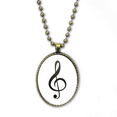 thumbnail image 1 of La música negra Treble Clef blanco Collar Colgante de cadena vintage Colección de joyas colgantes Unbranded M, 1 of 3