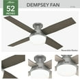 thumbnail image 5 of Hunter 52 inch Indoor Ceiling Fan with LED Light and Remote Control - Modern Ceiling Fan, Low Profile Mount, 4 Blades, For Bedroom, Living Room, or Kitchen, Quiet - Dempsey 51736, Matte Silver, 5 of 17