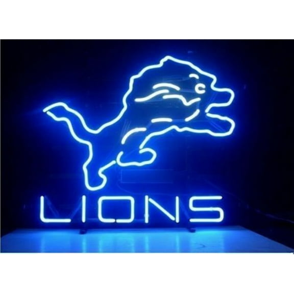 Queen Sense 20"x16" Detroit Sports Team Lion Neon Sign Man Cave Handmade Neon Light 120DLLL
