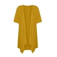 thumbnail image 3 of TQWQT Lightweight Summer Cardigan for Women Short Sleeve Cardigan Open Front Lightweight Summer Cardigan Kimono Casual Soft Draped Vest with Pockets High Low Hem 2023 Khaki XXXL, 3 of 5
