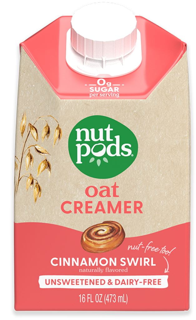 nutpods Oat Cinnamon Swirl Unsweetened Dairy Free Shelf Stable Creamer, 16 oz
