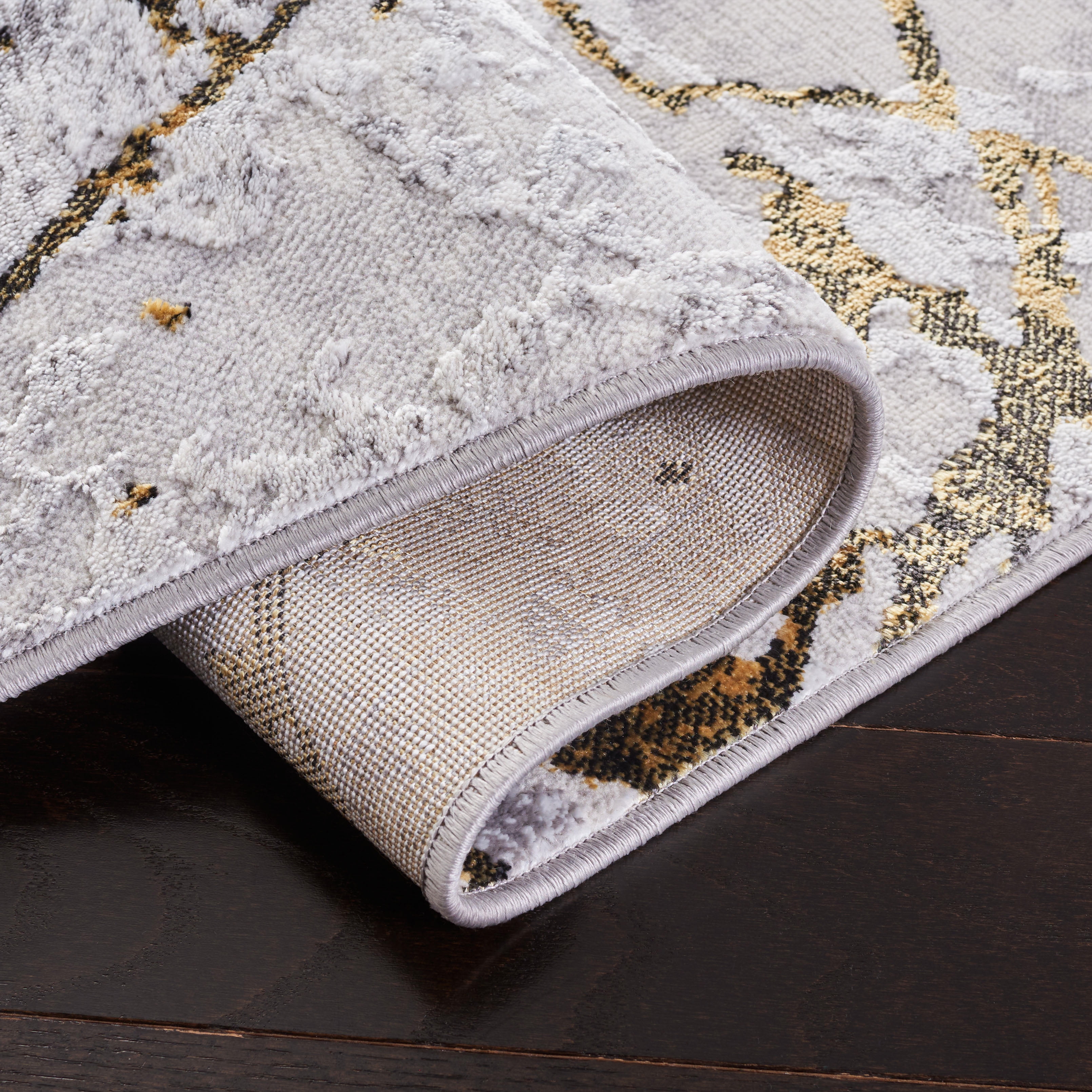 SAFAVIEH Amelia Pemala Abstract Area Rug, Gray/Gold, 12' x 12' Round