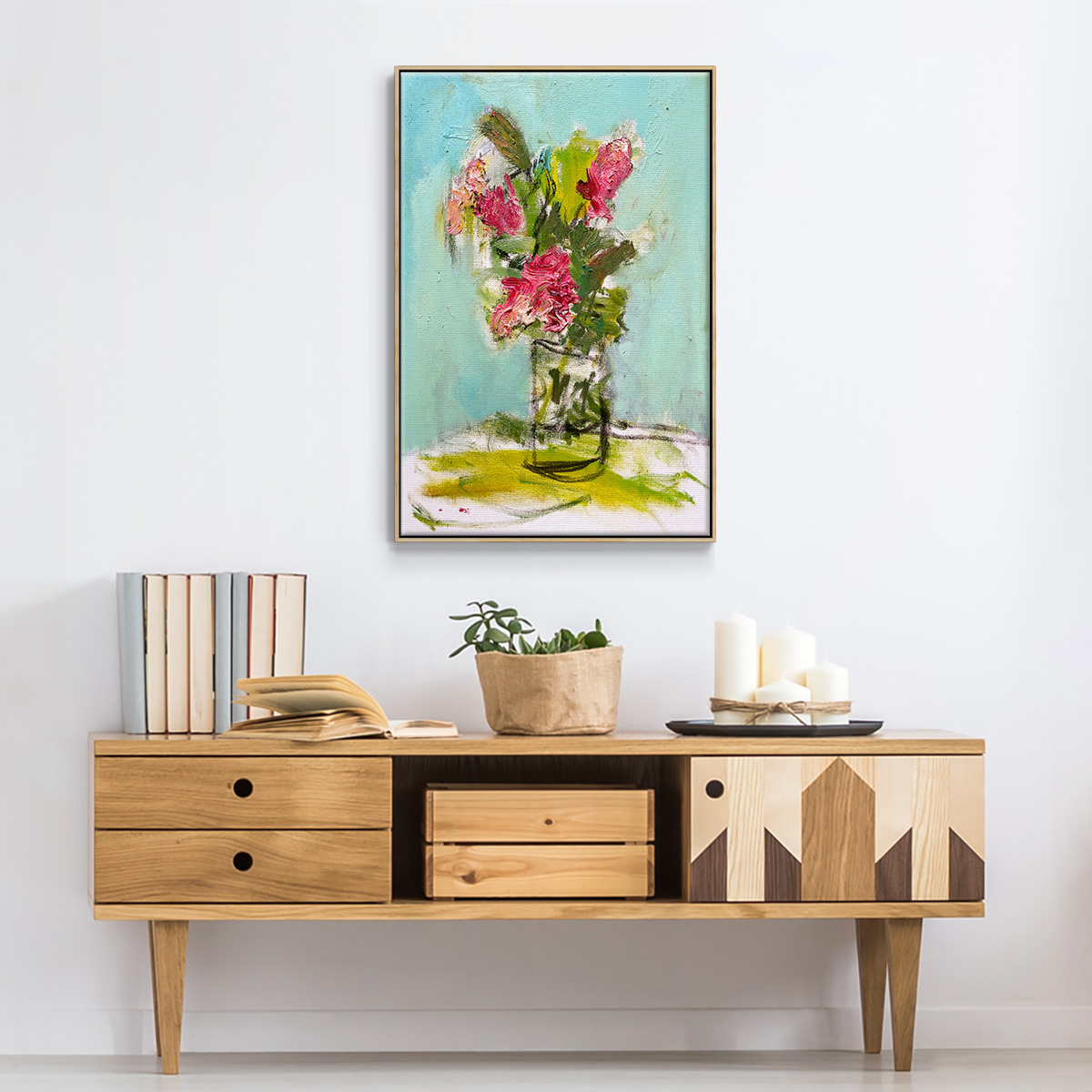 TURQUOISE LILLY Framed Premium Gallery Wrapped Canvas - Ready to Hang