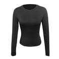 thumbnail image 5 of T-shirt Décontracté Uni à Manches Longues pour Femme, Coupe Ajustée, Chandail à Enfiler, Chandail de Base, Haut d'Automne, 5 of 5