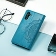 thumbnail image 6 of SaniMore for Samsung Galaxy A14 5G 6.6" 2023 Wallet Case with Embossed Mandala PU Leather Flip Protection Wrist Strap Credit Card Holder Pocket Kickstand Shockproof Case for Galaxy A14 5G, Blue, 6 of 6