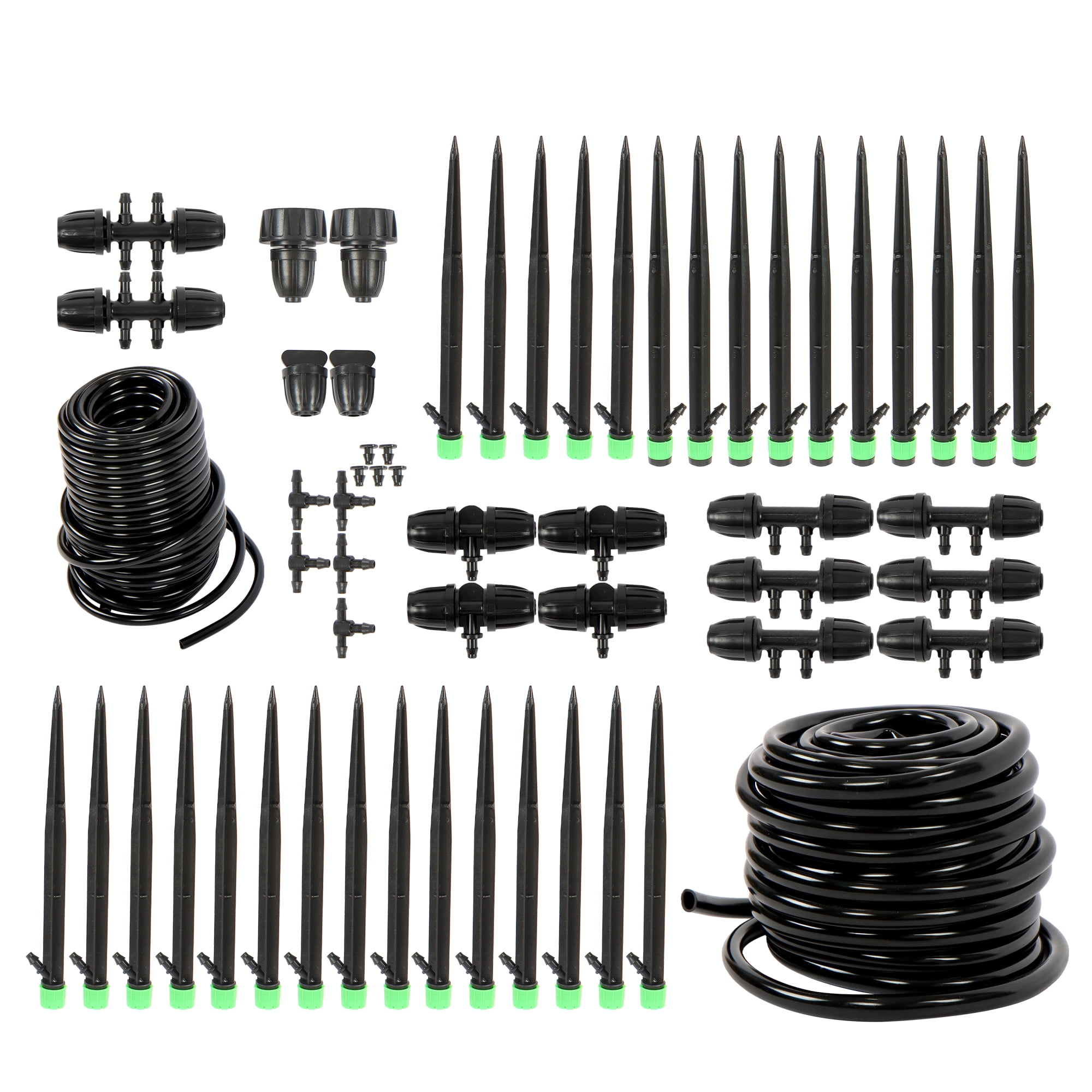 labwork Drip Irrigation System-Adjustable Irrigation System for Garden, Raised Beds - Drip Irrigation Kit with Drip Emitters, 5/16" and 1/4" Irrigation Tubing and Barbed Fittings