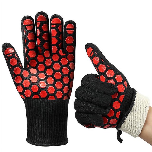 1 rama Guantes de barbacoa resistentes al calor Guantes de cocina Guantes de cocina profesionales largos resistentes al calor para barbacoa Negro) Regalo del día de la madre