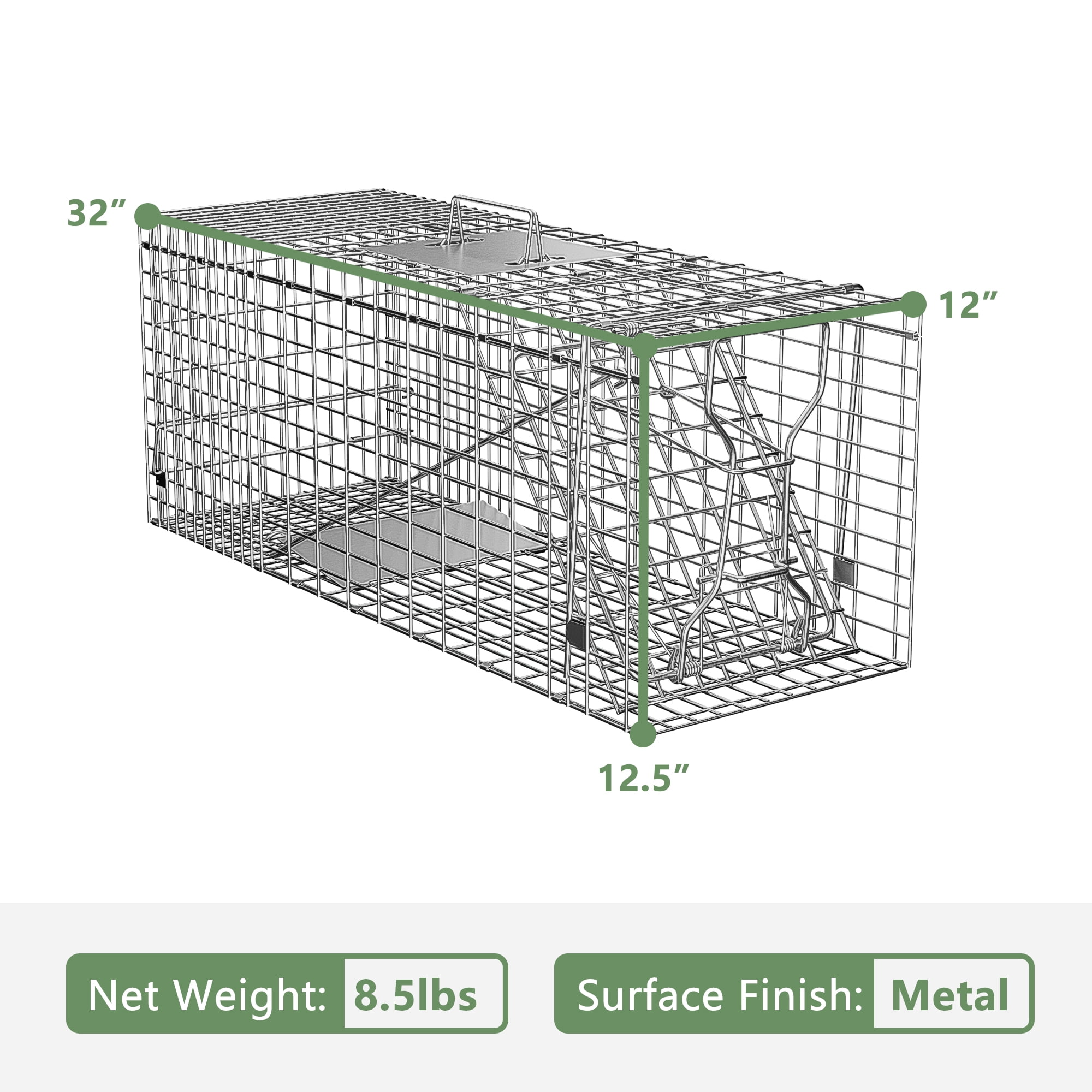 HomGarden 32inch Humane Live Animal Trap Cage, Steel Catch Bait Small Animal Indoor Outdoor