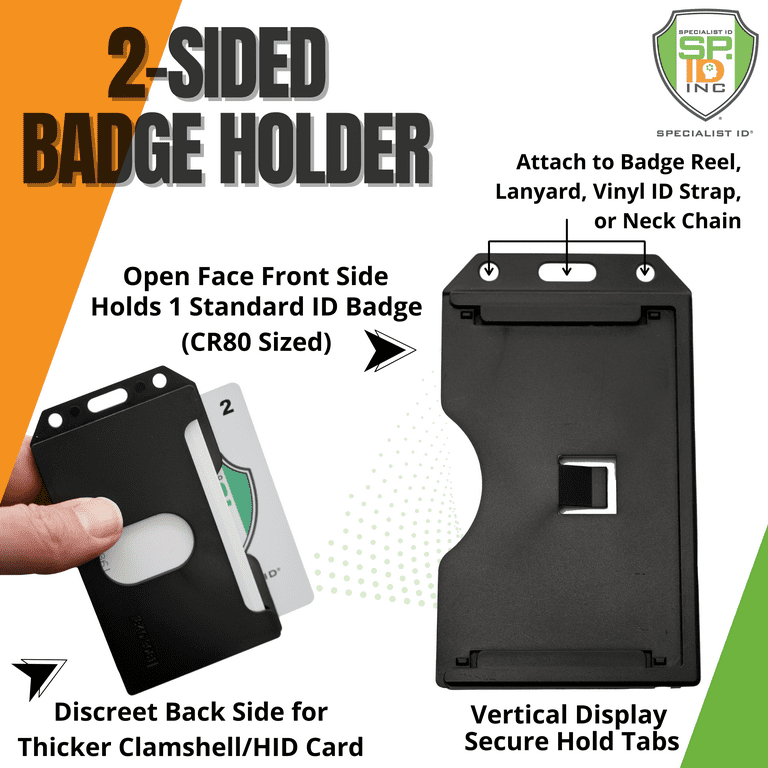 Double Sided Hard Plastic Vertical Badge Holder - Side Load 2 Card Protector  - Multiple Card ID Badge Holder by Specialist ID - Walmart.com