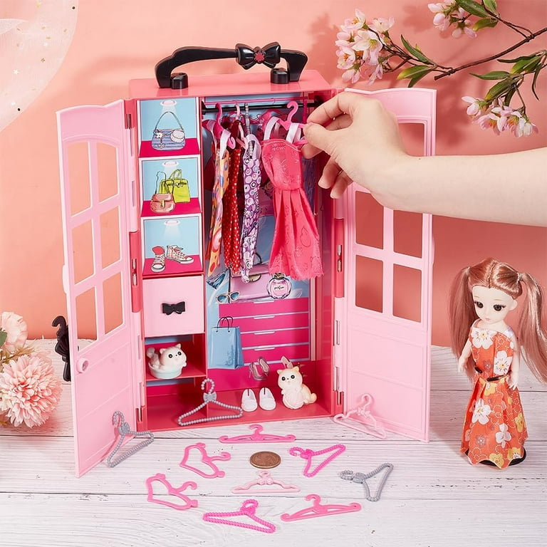 Cupboard Barbie Clothes Closet Storage Our Generation Wooden