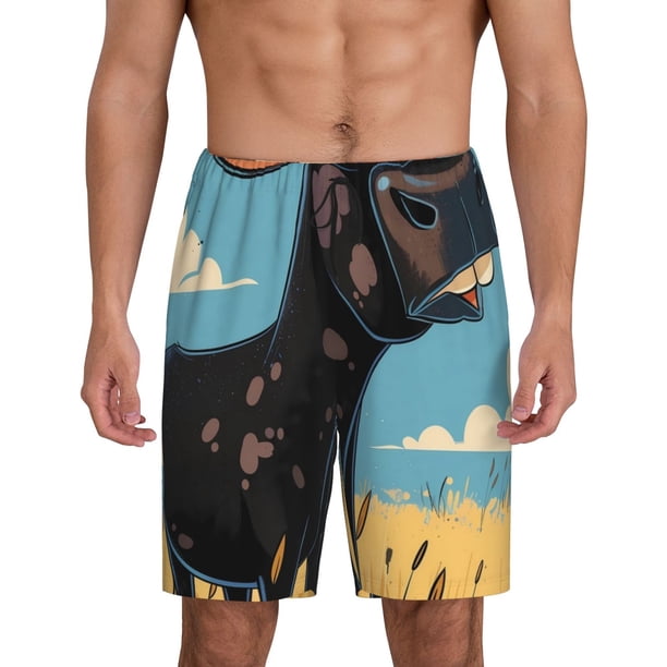 Fotbe Whimsical Cartoon Cow Pantalones Cortos de Pijama para Hombre, Ropa de Dormir, Pantalones de Pijama Cortos para Hombre-XX-Large