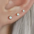 thumbnail image 4 of Multiple Sizes White Opal Bezeled Flatback Stud Earrings, 4 of 5