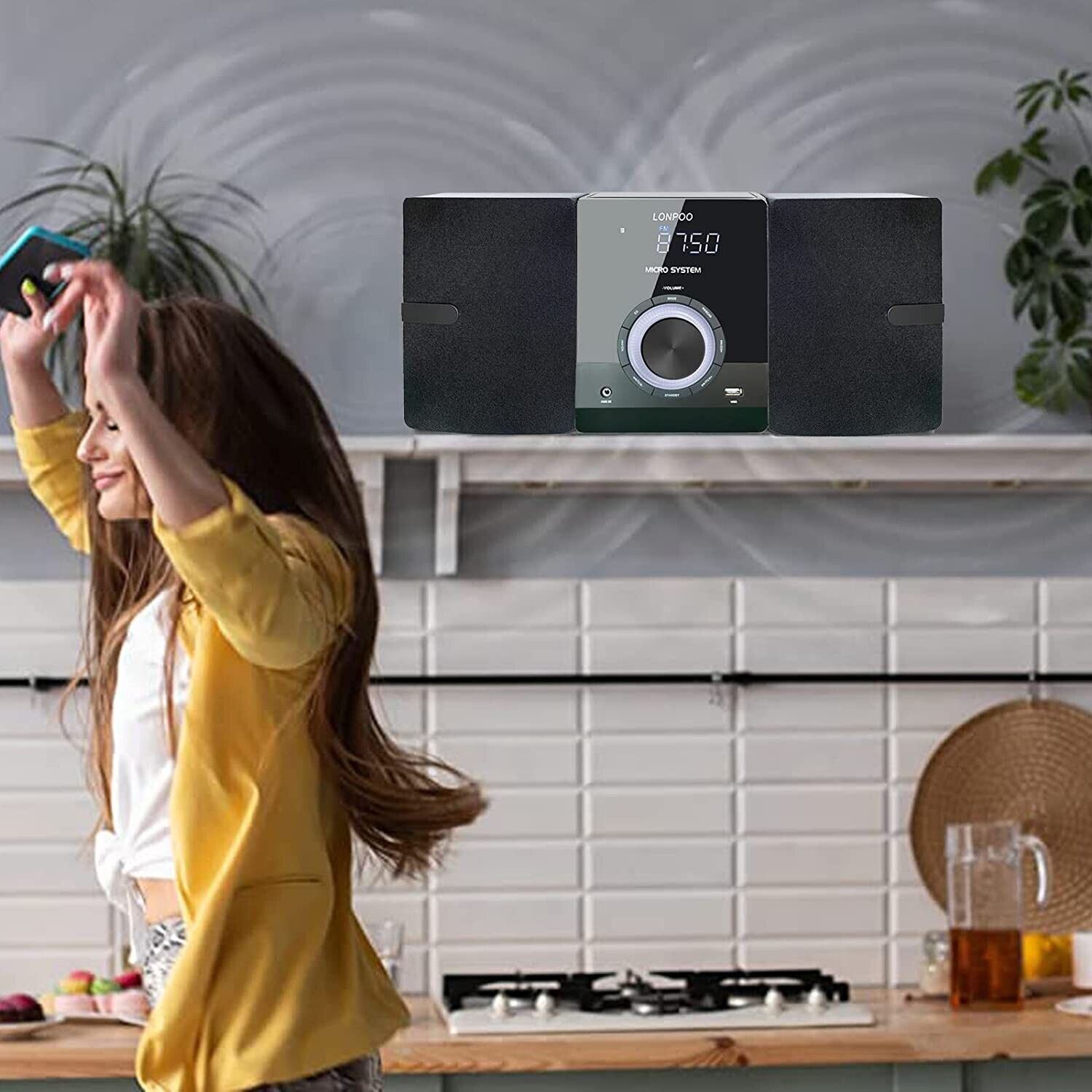 LONPPO LP886 Bluetooth Shelf Music System with CD Player, MP3, USB