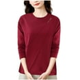 thumbnail image 2 of Womens Tops Plus Size Long Sleeved Round-neck Casual Fall/Winter Loose Blouses Shirts,Tops for Women, 2 of 5