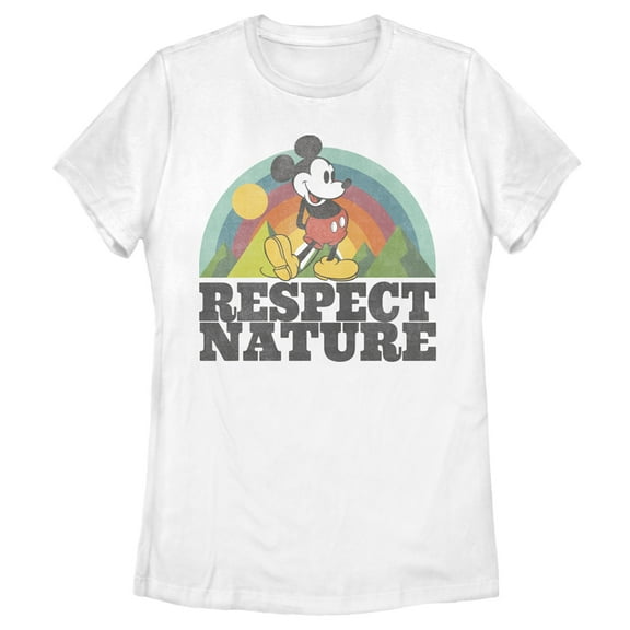 Women's Mickey & Friends Respect Nature Graphic Tee White Large