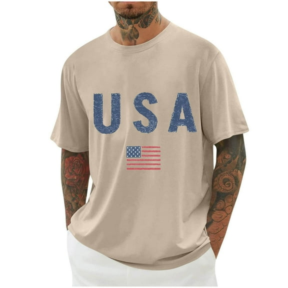 Taqqpue 4th of July Shirts for Men Plus Size American Flag Patriotic T-Shirt Independence Day Graphic Short Sleeve Tee Tops M-4XL