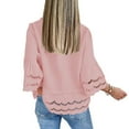 thumbnail image 5 of Odbmxy Collared Womens Shirts Plus Size 3/4 Sleeve Summer Tops for Women Button up Lace Leisure Regular Solid Color Tops,Pink XL, 5 of 8