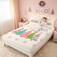 thumbnail image 3 of Erosebridal Cartoon Christmas Tree Bed Sheets, Winter Snowflake Full Size Sheets, Cream Pink, Pink Reversible, 4pcs, 1 Flat Sheet, 1 Fitted Sheet and 2 Pillowcases, 3 of 6