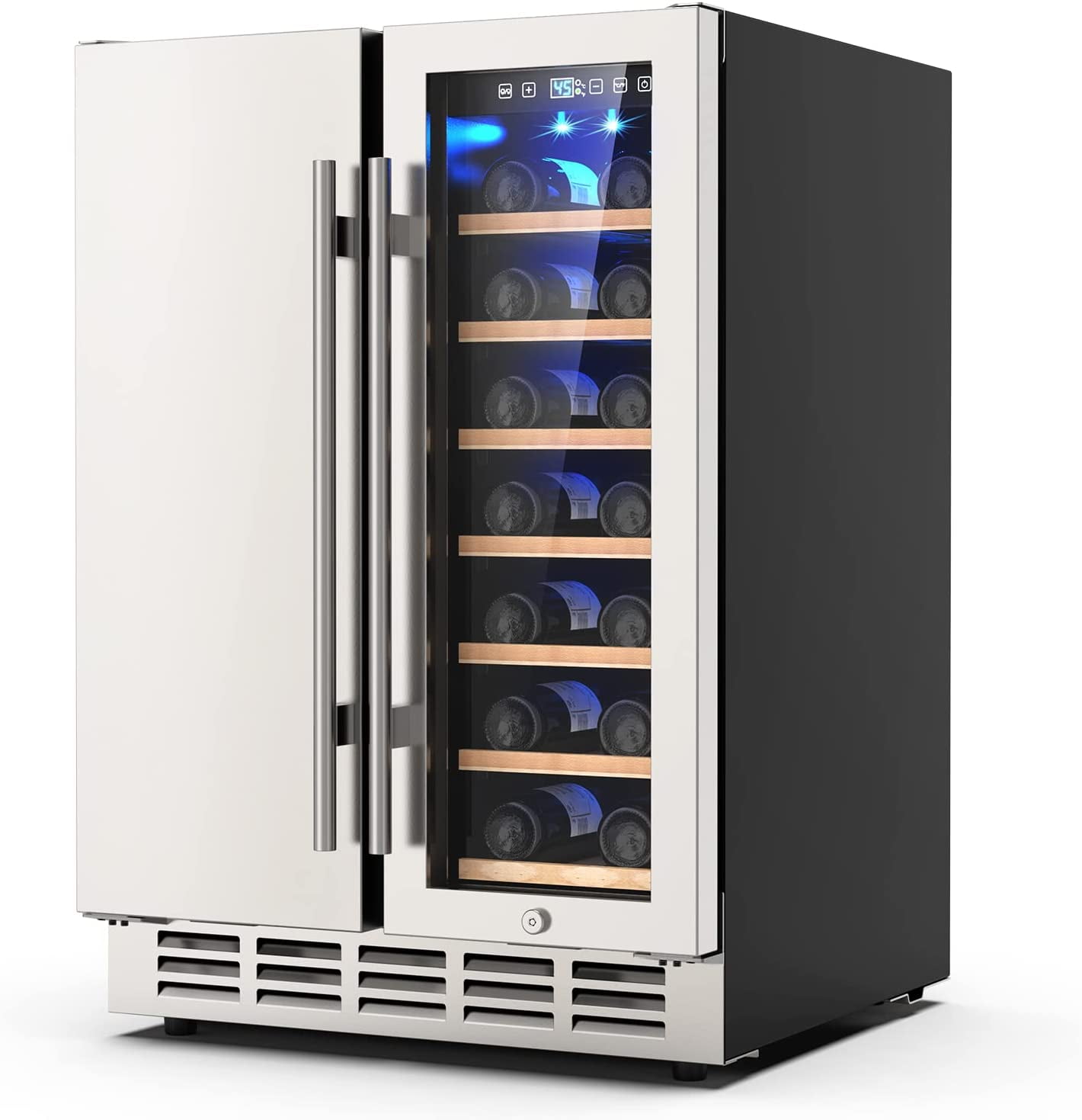 Rocita Dual Zone Wine Cooler Beverage Refrigerator, 24 inch Wine