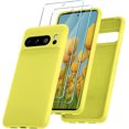 thumbnail image 1 of KOMI for Google Pixel 8 Pro Case, Silicone Phone Case with 2 Screen Protector, Soft Anti-Scratch Microfiber Lining, Full Body Shockproof Slim Cover Support Wireless Charging, Yellow, 1 of 5