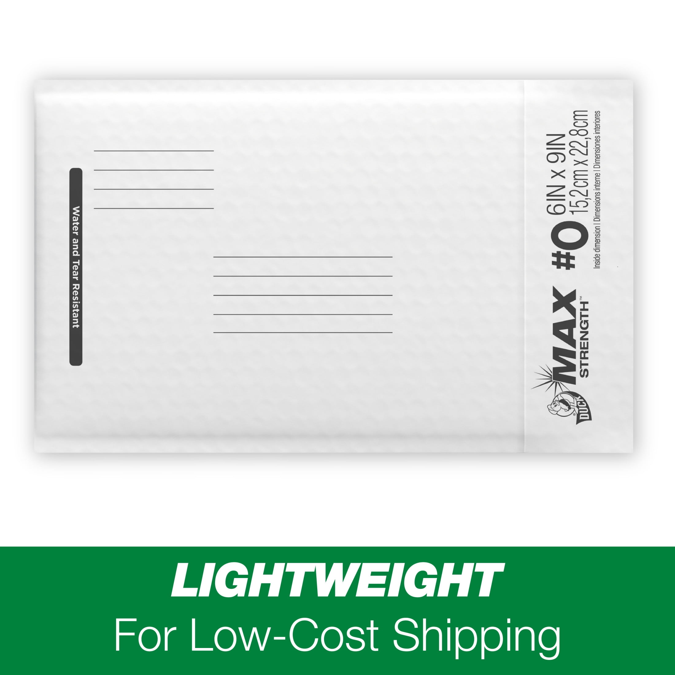 (3 pack) Duck Max Strength Self-Sealing Poly Bubble Mailer #0, 6" x 9", Solid White, 8 Pack