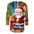 thumbnail image 5 of LiMoi Women's Round Neck 3/4 Sleeve Holiday Top with Beautiful Holiday Santa Graphic Print Tees Tshirts Shirts Blouse My Items, 5 of 5