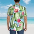 thumbnail image 6 of Kll Men'S Hawaiian Shirt Short Sleeve Button Down Beach Shirts-Flowers And Cactus, 6 of 8