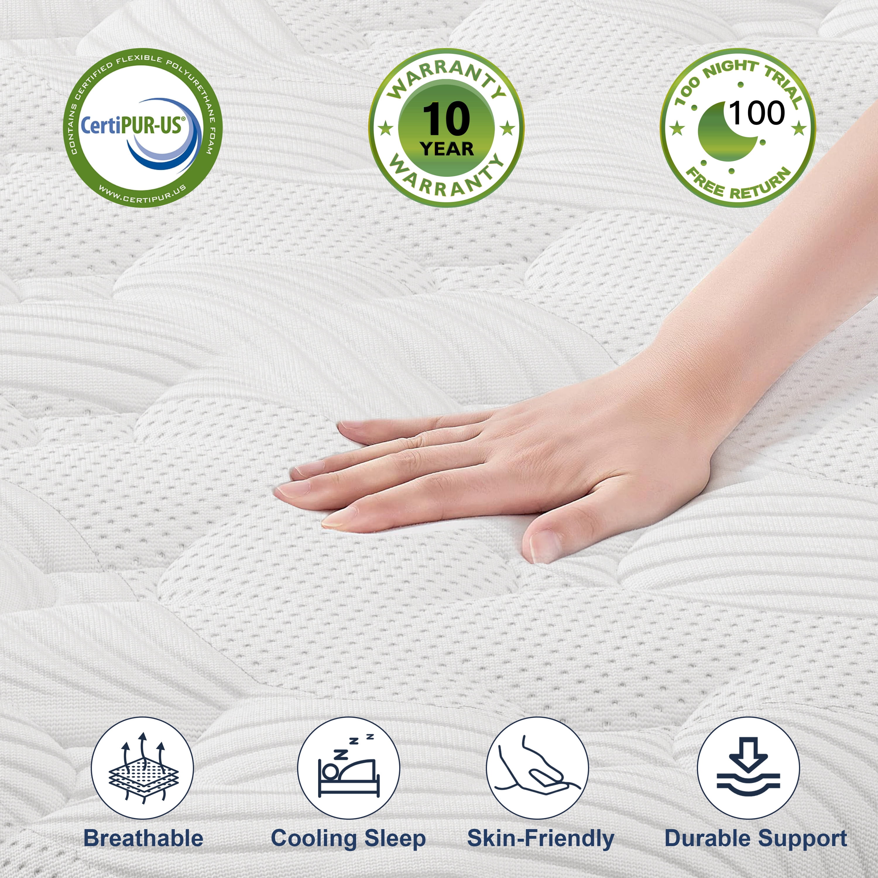 10 inch King Mattress,Gel Memory Foam & Spring Hybrid Medium Comfort King Size in a Box , Pressure Relief, Motion Isolation,CertiPUR-US
