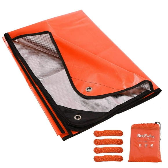 RedSwing Heavy Duty Survival Blanket, Waterproof Emergency Thermal Tarp, Multipurpose Reflective Insulated All Weather Blankets for Camping Hiking, Orange