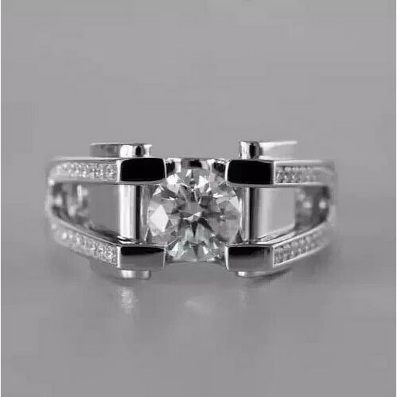 3.00Ct Round Cut Lab Created Diamond Men's Engagement Ring 14K White Gold Plated Sterling Silver