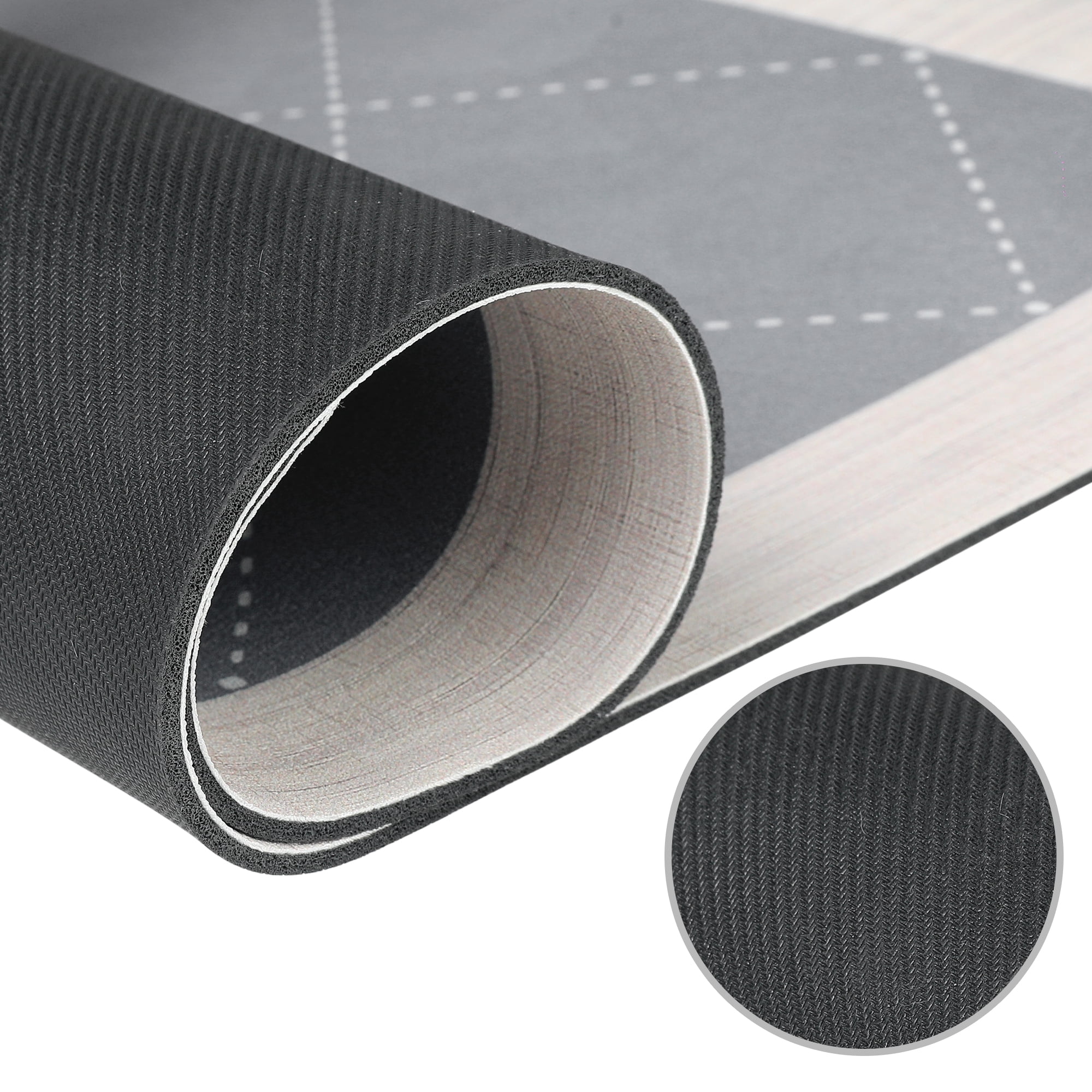 Unique Bargains Geometry Kitchen Rug Cushioned Anti-Fatigue Floor Mat Waterproof Carpet Grey 18" x 48"