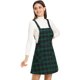 thumbnail image 1 of Vestido Con Botones De Tartán De Cuadros Escoceses Para Mujer Verde L, 1 of 7
