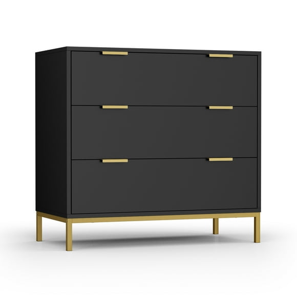 3 Drawer Black Wood Dressers Chest,29.3"Tall Mid-Century Large Storage Sideboards Buffets Table Accent Credenzas for Bedroom Living Room,H0073