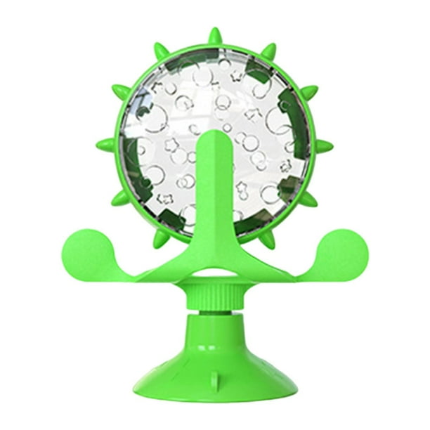 Cat Treat Dispenser Toy para perros pequeños y medianos Dispensador de alimentos Toy Sky Wheel Anti Slip Pet Alimentador Lento Interactivo Toy de gato Verde
