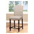 thumbnail image 4 of Benzara Fabric Seat Counter Height Chair with Turned Legs, Set of 2,Brown and Beige-Color:Antique Cherry, 4 of 4