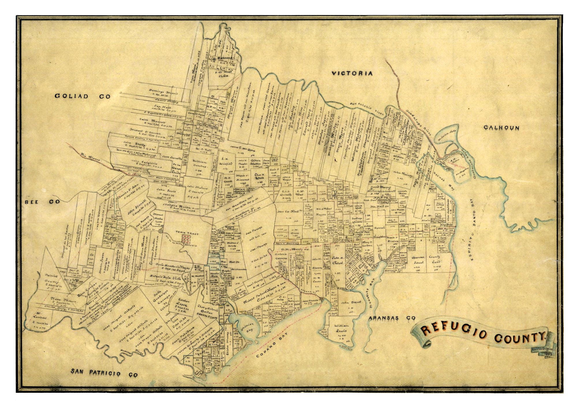Refugio County Texas 1883 23 x 29.76