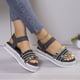 thumbnail image 2 of Bmisegm Women's Summer Fashion Denim One Buckle Sandals Open Toe Thick Bottom Sandals Sandals Women Summer Black 6.5, 2 of 9