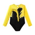 thumbnail image 3 of YONGHS Long Sleeve Gymnastics Leotards for Girls Ruffle Edge Athletic Bodysuit Dancewear Yellow 12, 3 of 5