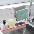 thumbnail image 3 of Cateissary Soporte para fregadero telescópico, estante sólido nórdico, bandeja de decoración multifuncional, ajustable de larga duración para Cocina y Comedor Rosa Cateissary HA080599-04B, 3 of 6