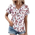 thumbnail image 1 of Tops de Algodón para Mujeres Cuello en V Moda Casual Manga Corta Primavera Verano Top para el Hogar Y Diario, 1 of 6