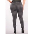 thumbnail image 3 of Plus Size Sculpting Treggings With Faux Leather Belt - Gray  White Plaid, 3 of 5