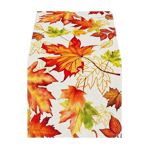 Thanksgiving Maple Leaf Table Runner Fall Theme Pastoral Style Linen Table Runner for Home Party kitchen Table Decoration