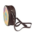thumbnail image 4 of Leather Shoulder Round Bag 7.1×2.36in Fashion Casual Crossbody Bag Shoulder Bag For Work Travel Business Shopping Date Yellow Tie-Dye Background Rainbow Colors_3, 4 of 5