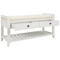 thumbnail image 5 of Shoe Rack with 2 Drawers, Wood Storage Bench with Cushioned Seat for Entryway Living Room and Bedroom, White, 5 of 7