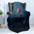 thumbnail image 4 of Dark Forest Soft Flannel Fleece Throw Blanket, Single Tree in the Middle of a Deserted Area at Night Spooky Theme, Cozy Plush for Indoor and Outdoor Use, 50" x 70", Dark Blue Dried Rose, by Ambesonne, 4 of 5