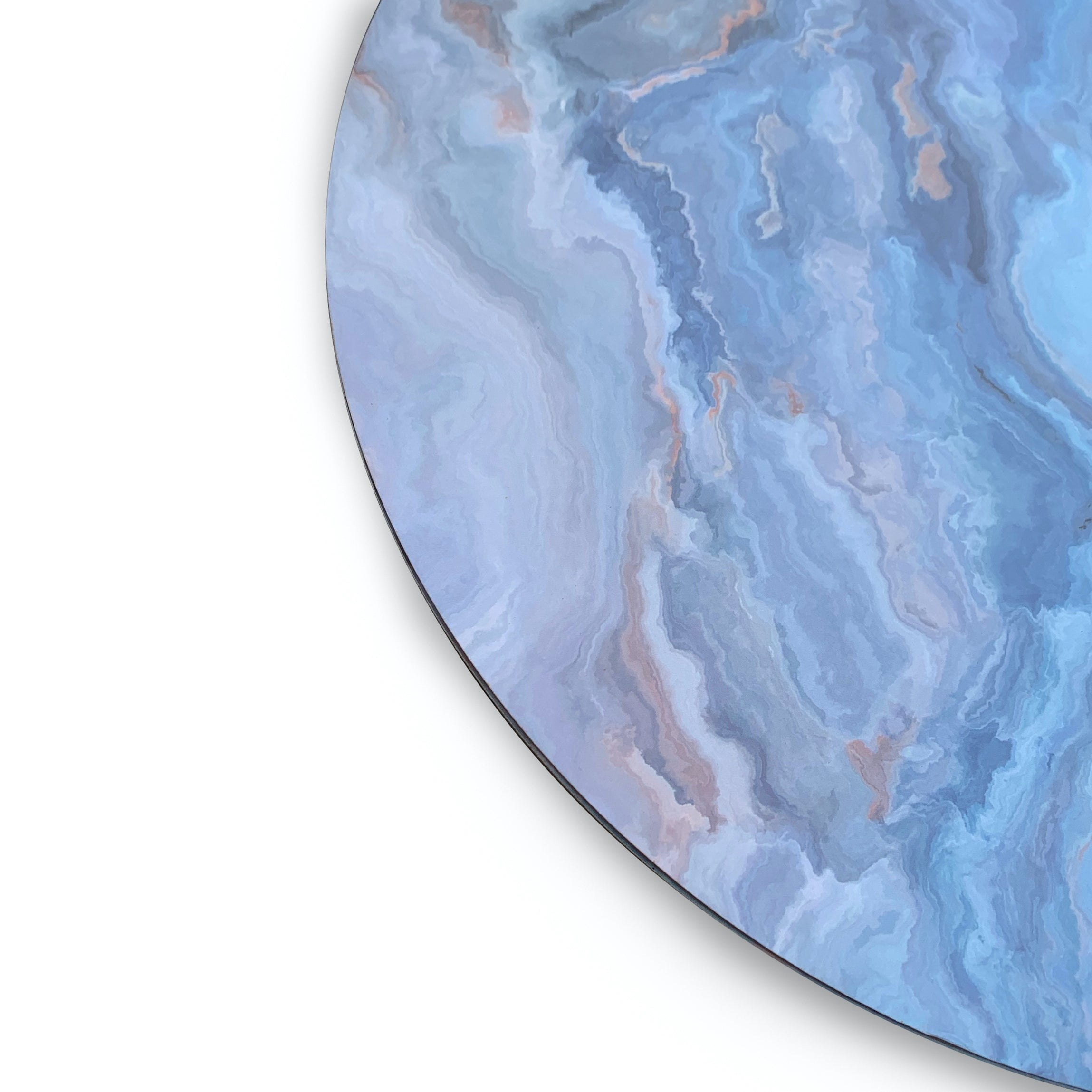 Dainty Home Marble Cork Foil Printed Marble Granite Designed Thick Cork Textured 15" x 15" Round Placemat Set of 6 in Navy