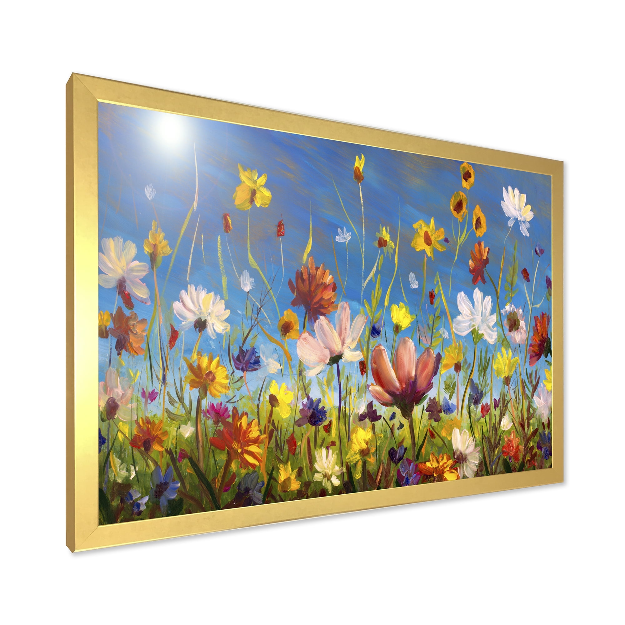 Designart 'Wildflowers and Daisies In Summer Garden Field II' Traditional Framed Art Print