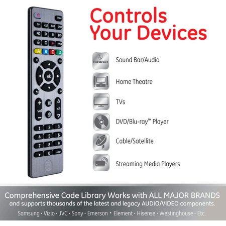 Ge 4 Device Universal Remote Works With Smart Tvs Lg Vizio Sony Blu Ray Dvd Dvr Roku Apple Tv Streaming Walmart Canada Ge 4 Device Universal Remote Works With Smart Tvs Lg Vizio Sony Blu Ray Dvd Dvr Roku Apple Tv Streaming Walmart Canada